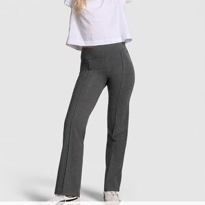 New PINK ALL-DAY COTTON GRAY STRAIGHT-LEG PANTS